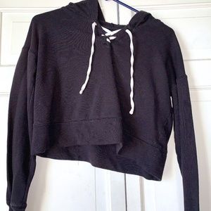Black Cropped Hoodie